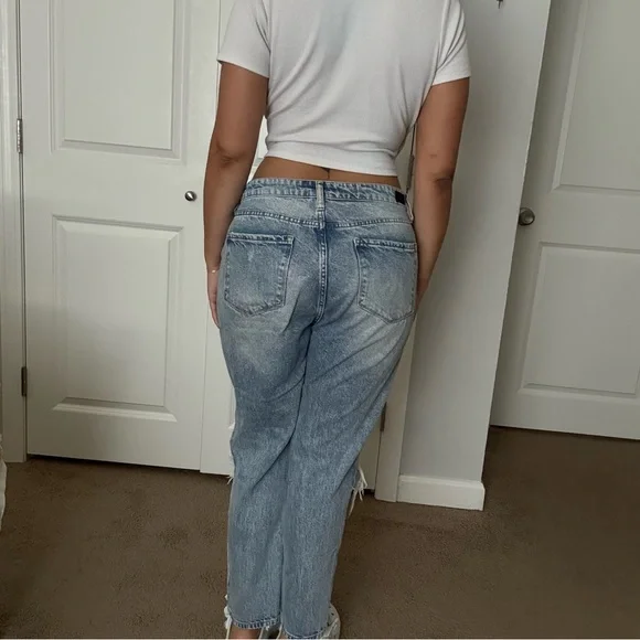 Simple Society Distressed Light Blue Boyfriend Jeans - Picture 3 of 12